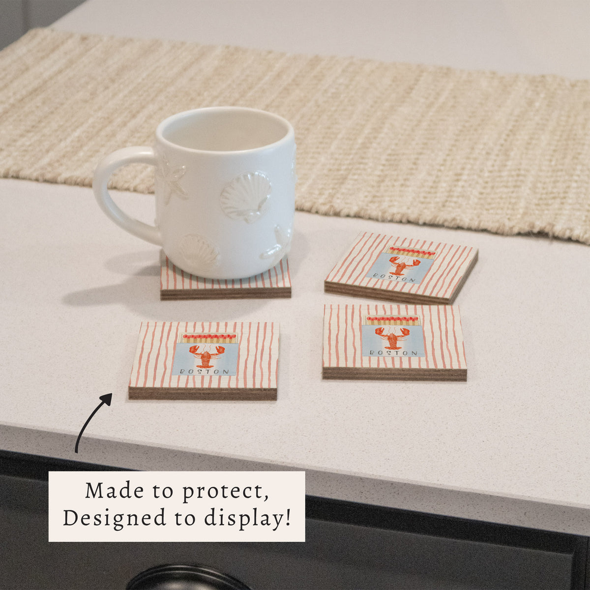Boston Lobster Match Box Coaster Set