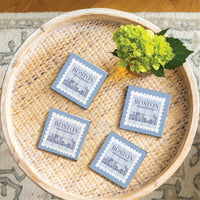 Boston Blue Stamp Coaster Set