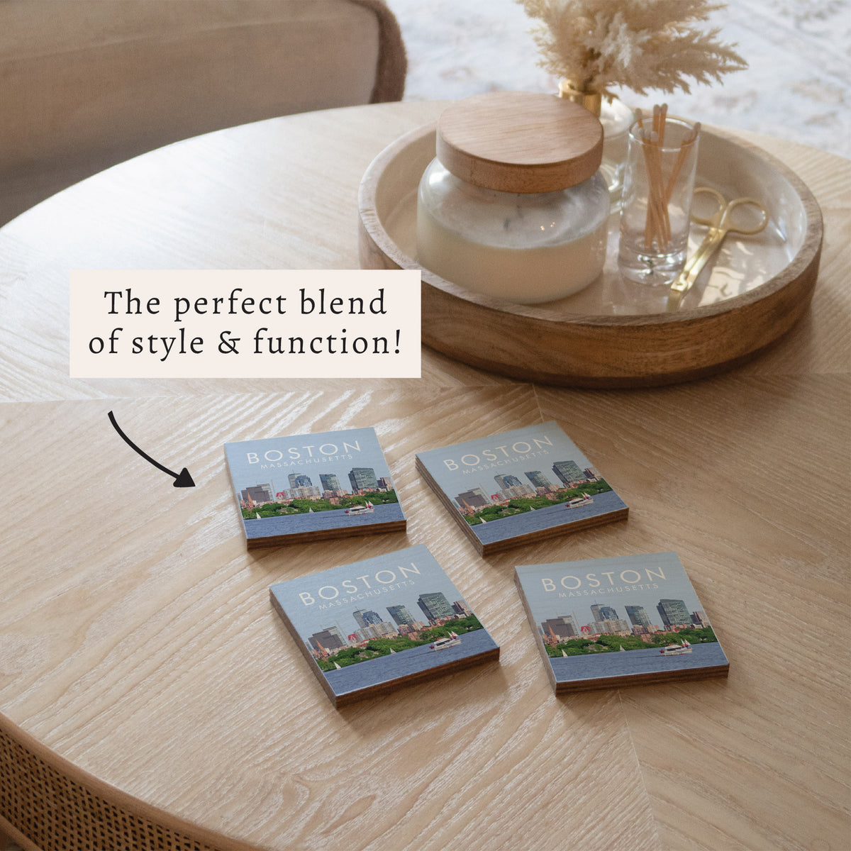 Boston Massachusetts Coaster Set