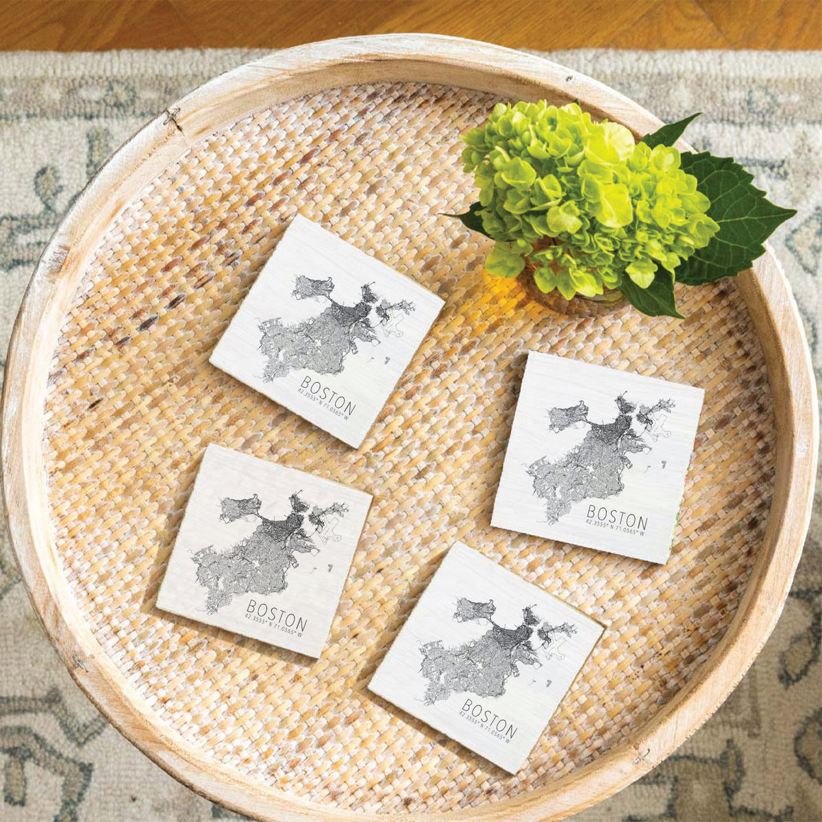 Boston Map Scale Coaster Set
