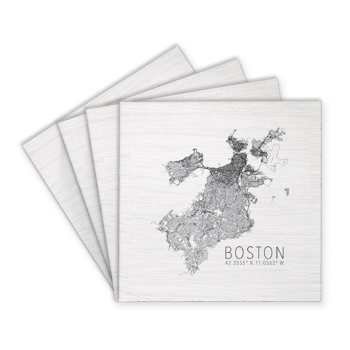 Boston Map Scale Coaster Set