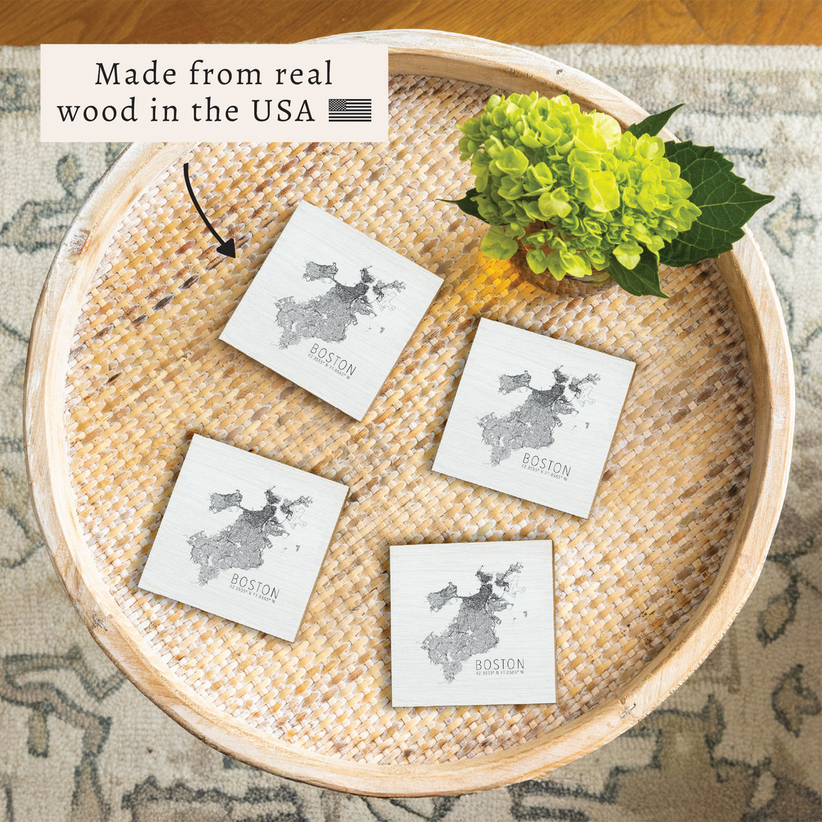 Boston Map Scale Coaster Set