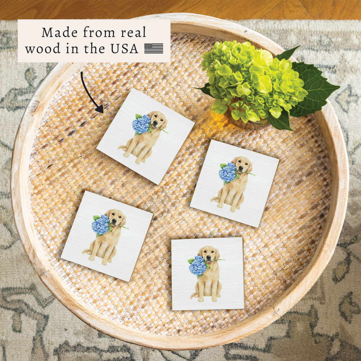 Hydrangea Dog Coaster Set