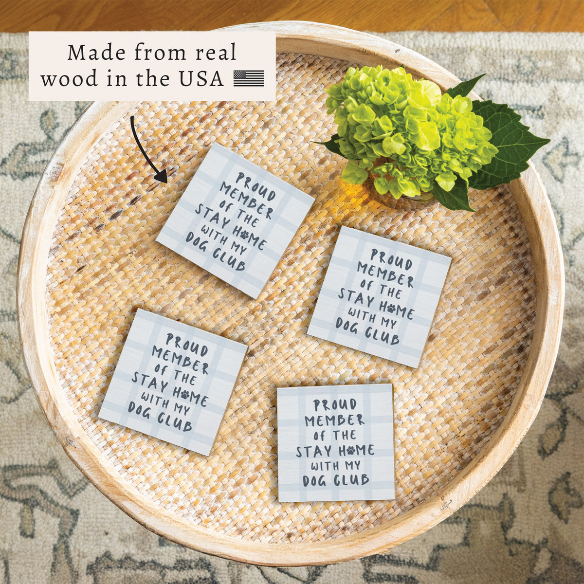 Stay Home With Dog Club Coaster Set