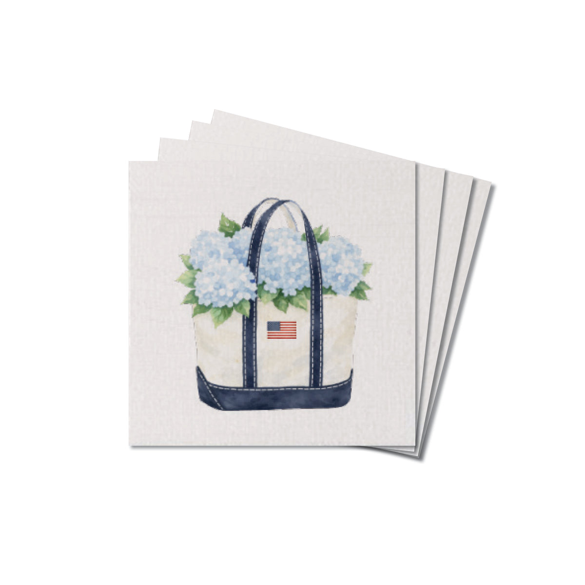 Hydrangea Flag Boat Tote Coaster Set