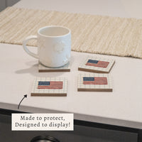 American Flag Blue Plaid Coaster Set