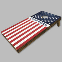 Vertical 50 Stars Flag Personalized Cornhole Game Set