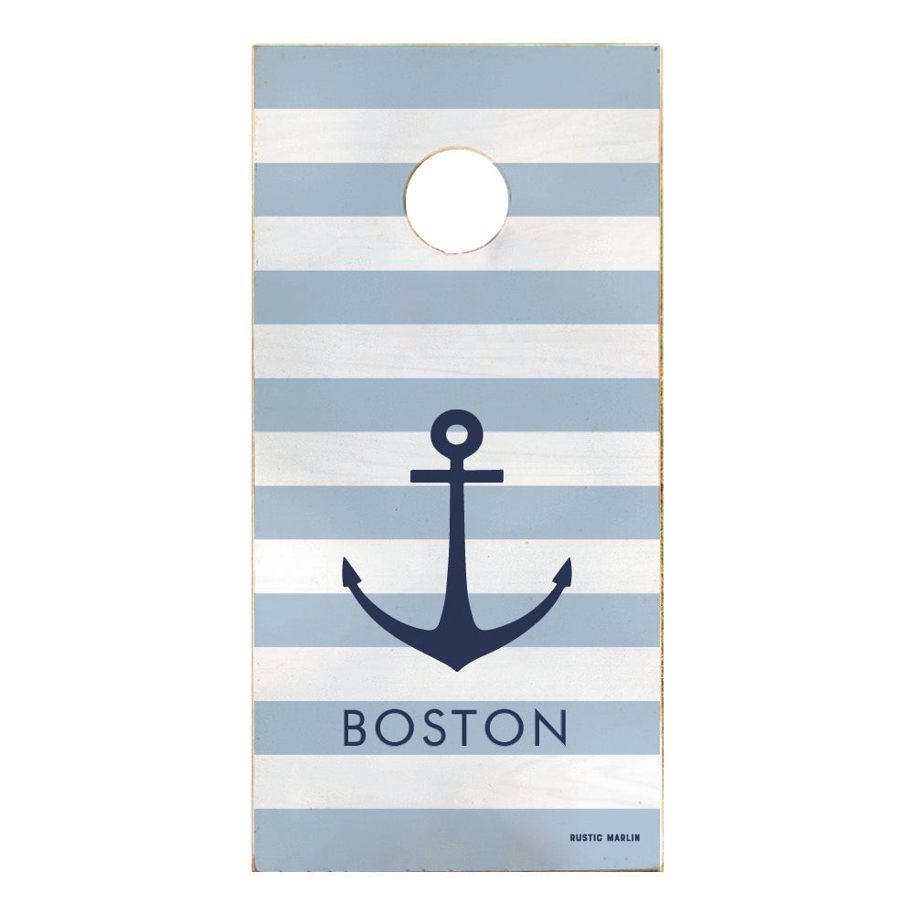Blue Stripes Anchor Personalized Cornhole Game Set
