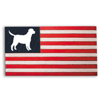 Dog Wooden American Flag