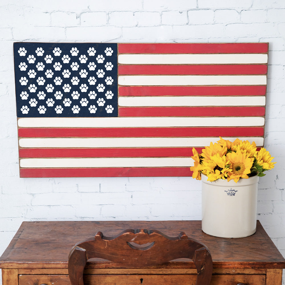 Paw Prints American Flag