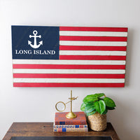 Anchor Wooden Personalized American Flag