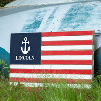 Anchor Wooden Personalized American Flag