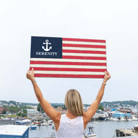Anchor Wooden Personalized American Flag