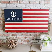 Anchor Wooden Personalized American Flag
