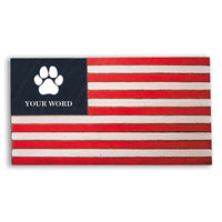 Paw Print Wooden Personalized American Flag