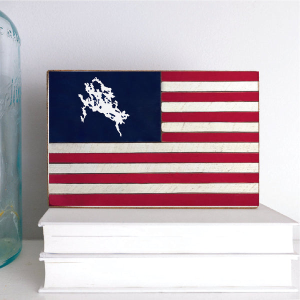 Lake Winnipesaukee Flag Wood Block