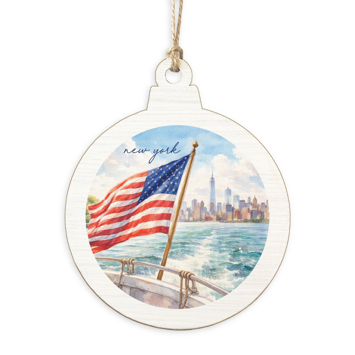 New York American Flag City Ornament