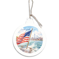 New York American Flag City Ornament