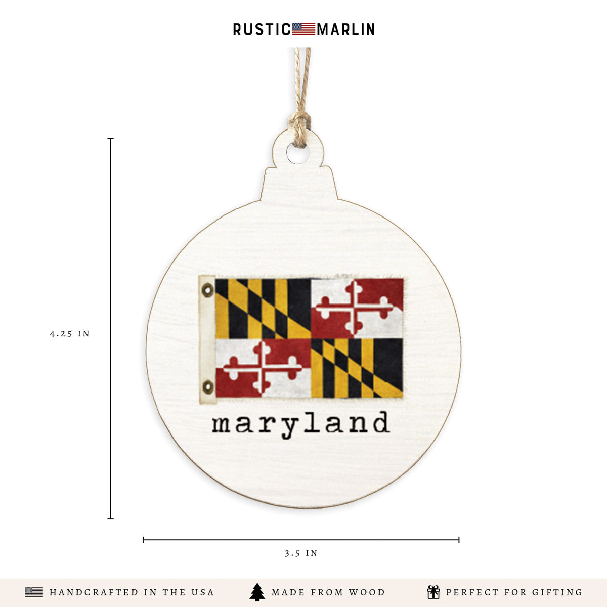 Maryland Vintage Flag Ornament