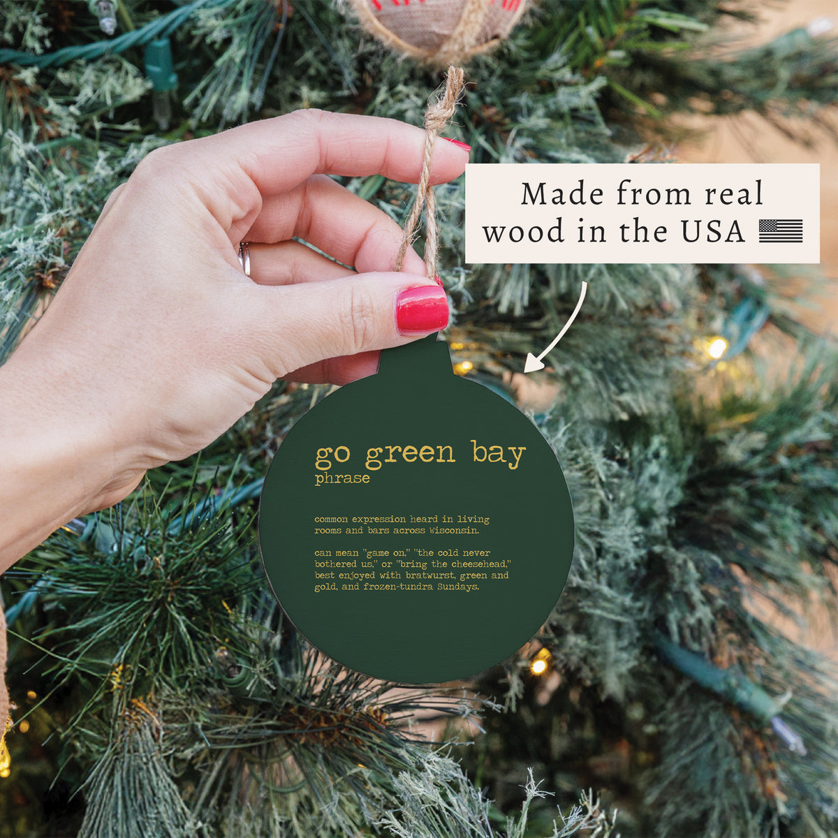 Go Green Bay Defintion Ornament