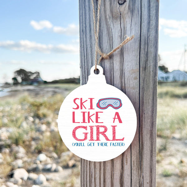 Ski Like A Girl Bulb Ornament