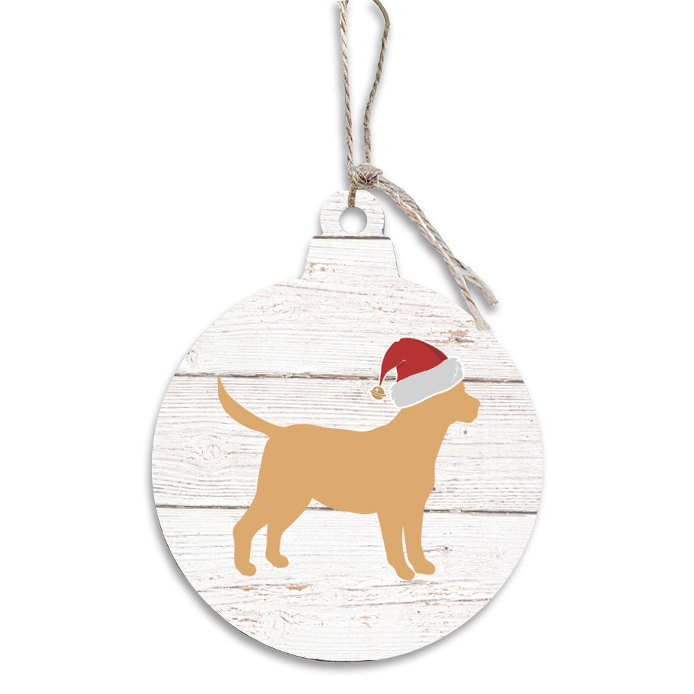Golden Santa Dog Bulb Ornament