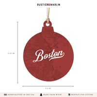 Boston Brownstone Red Map Ornament