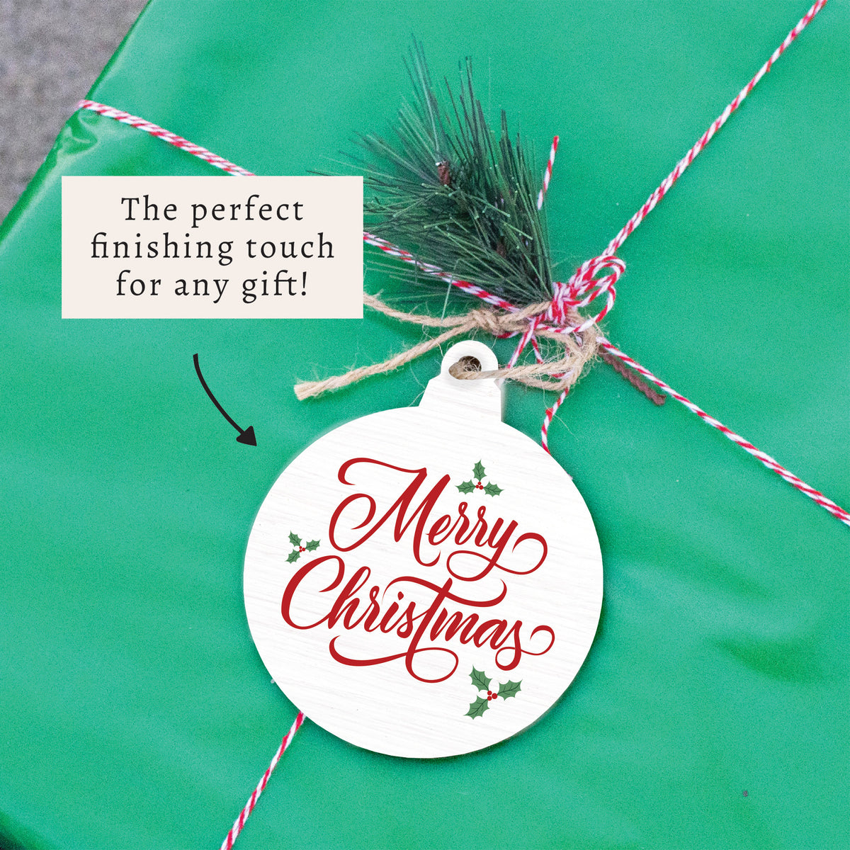 Merry Christmas Holly Ornament