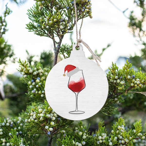 Santa Wine Bulb Ornament