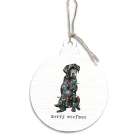 Merry Woofmas Black Lab Bulb Ornament