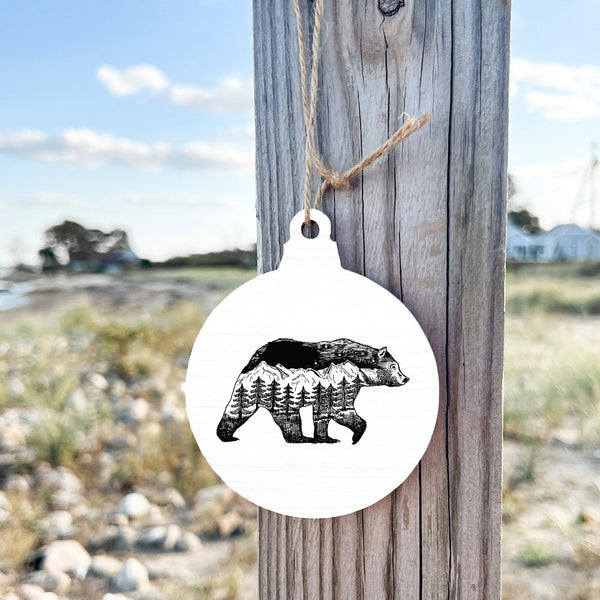Mountain Scape Bear Bulb Ornament