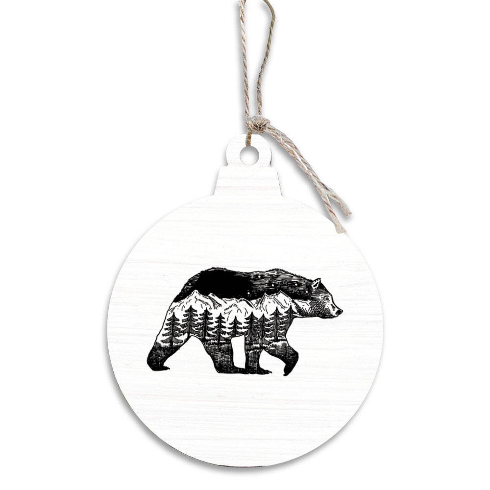 Mountain Scape Bear Bulb Ornament