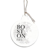 Black and White Boston City Grid Ornament
