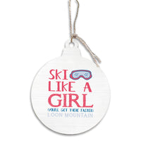 Ski Like a Girl Personalized Bulb Ornament