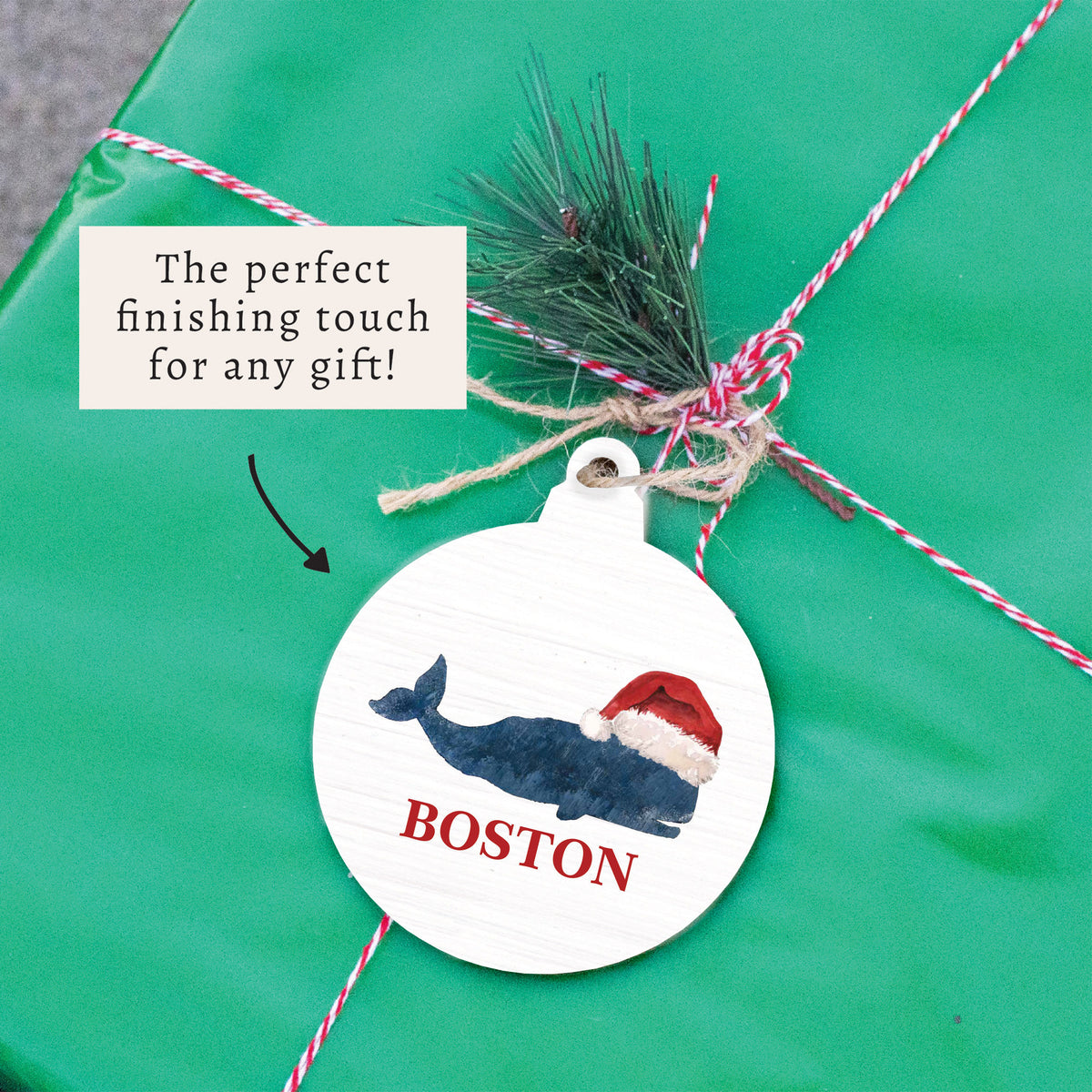 Santa Whale Personalized Ornament
