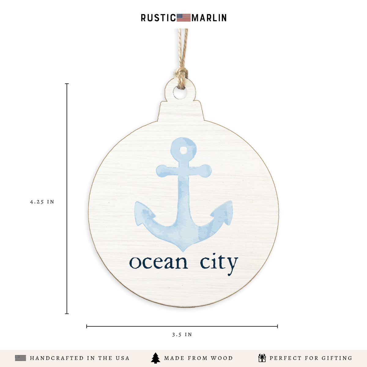 Blue Anchor Personalized Ornament