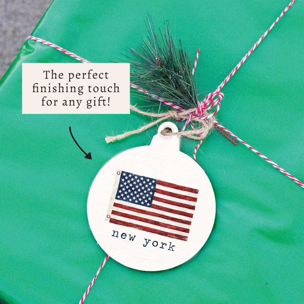 American Vintage Flag Personalized Ornament