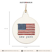 American Vintage Flag Personalized Ornament