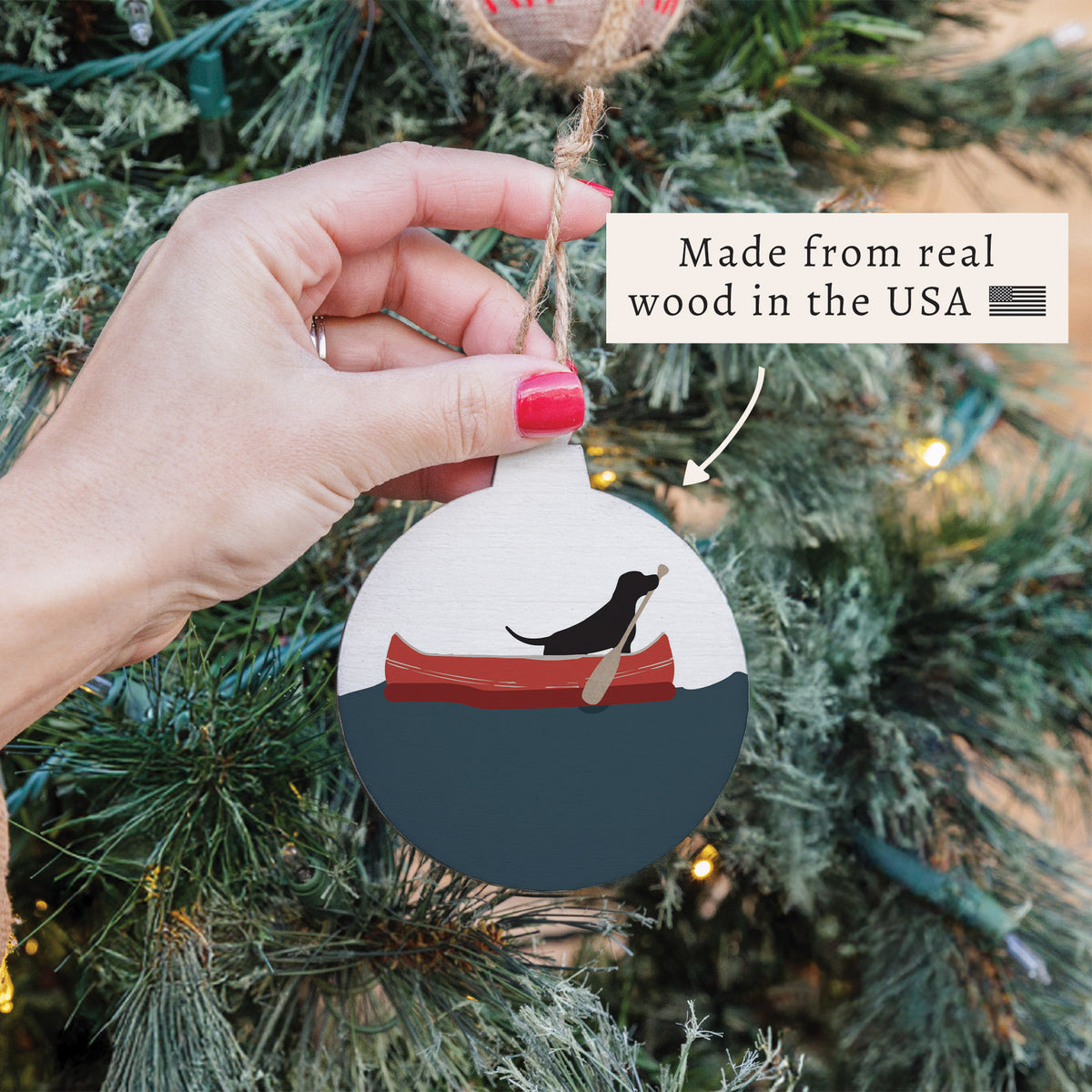 Dog Canoe Ornament