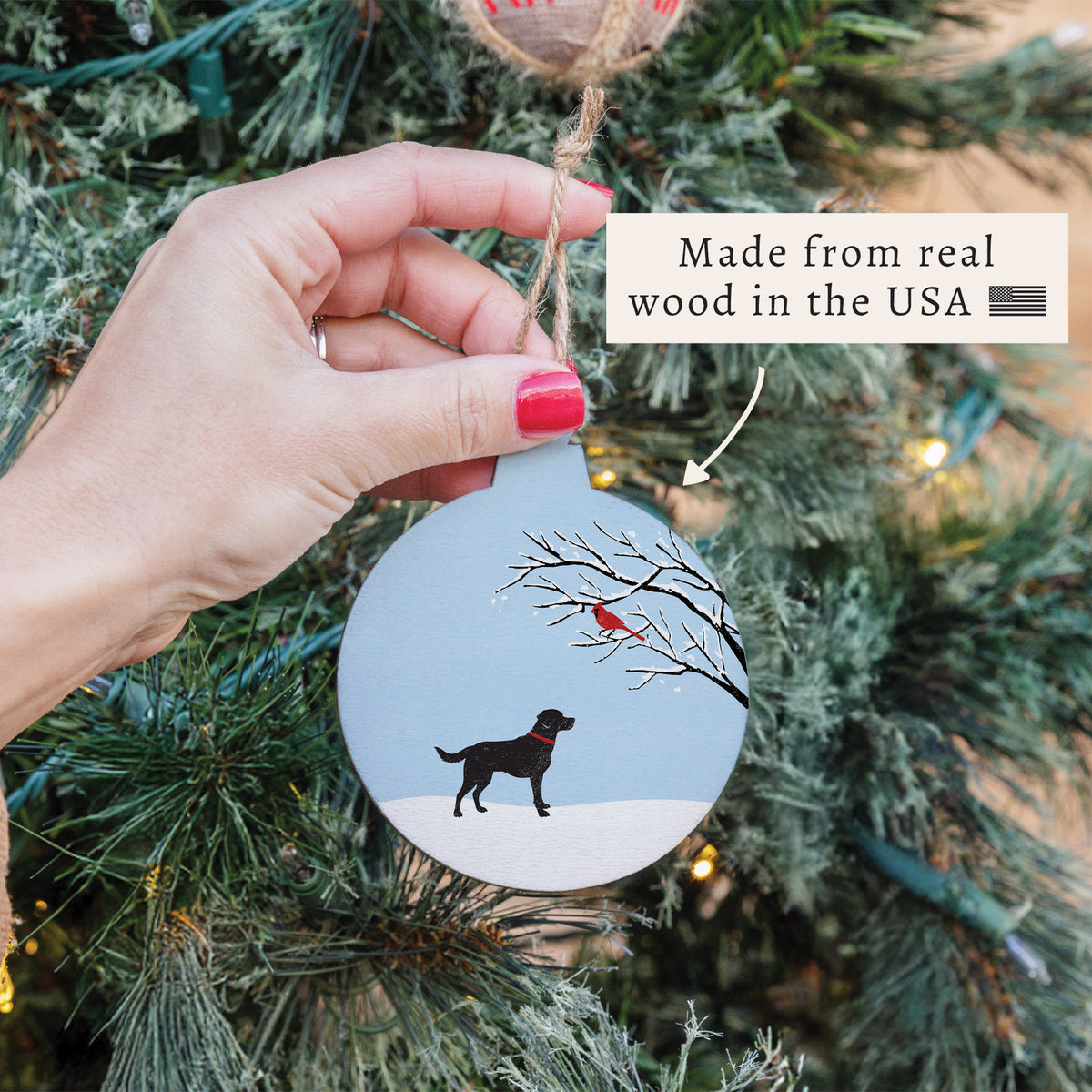 Dog And Cardinal Ornament