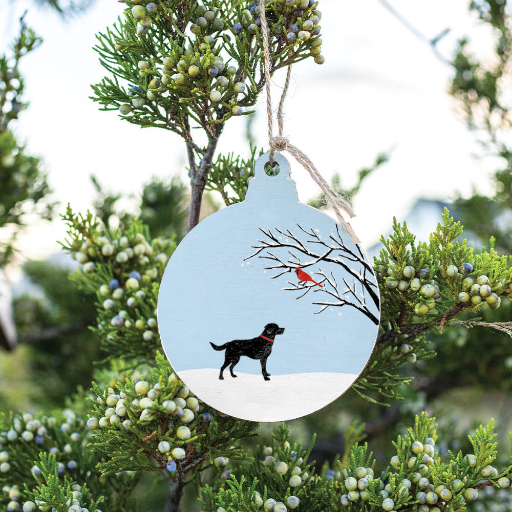 Dog And Cardinal Ornament