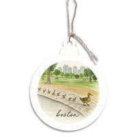 Boston Watercolor Ducklings Ornament