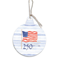 American Flag 250 Circle Wooden Ornament