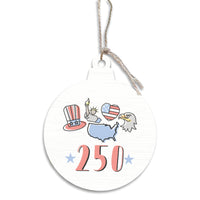 America 250 Circle Wooden Ornament