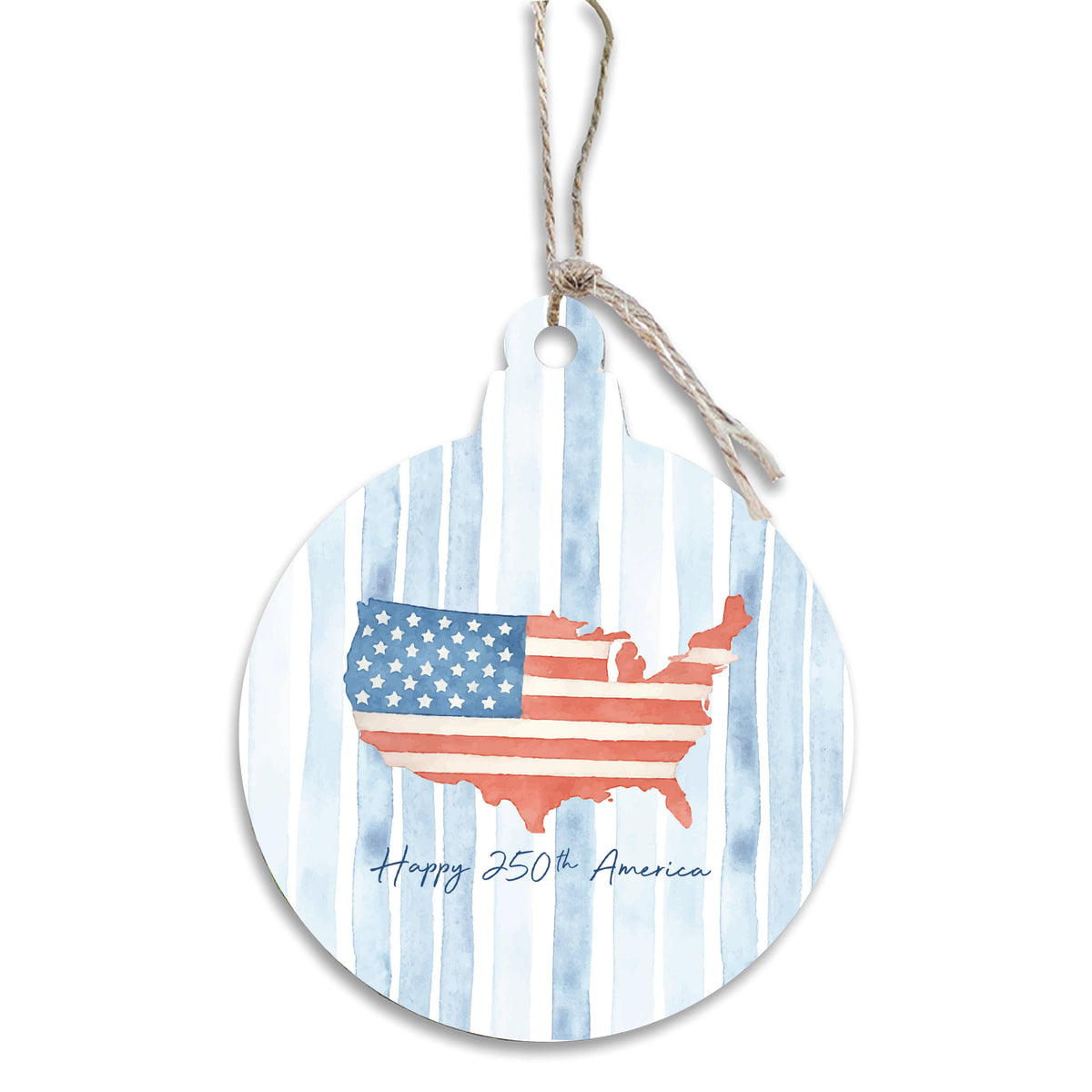 America Map Circle Wooden Ornament