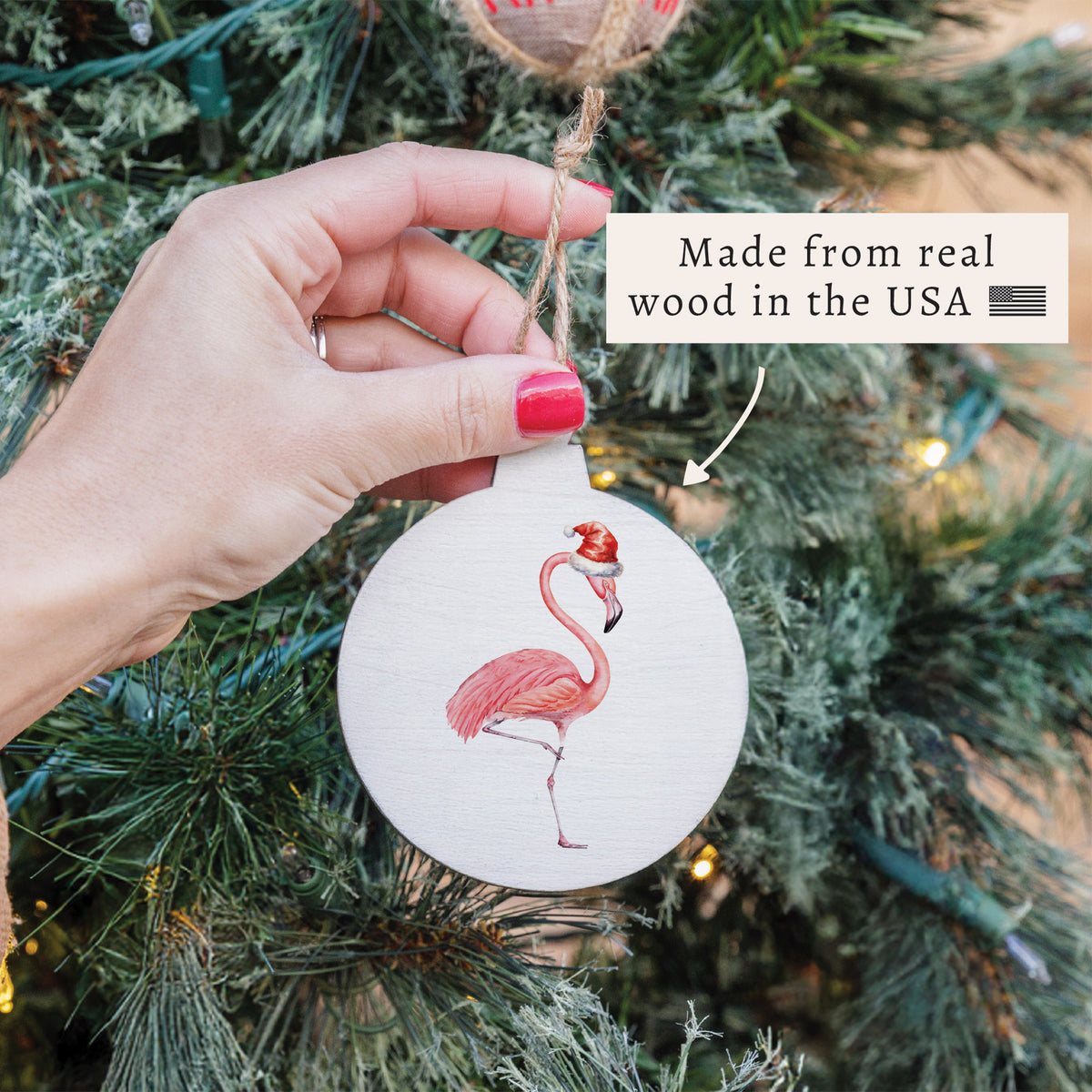 Santa Flamingo Ornament