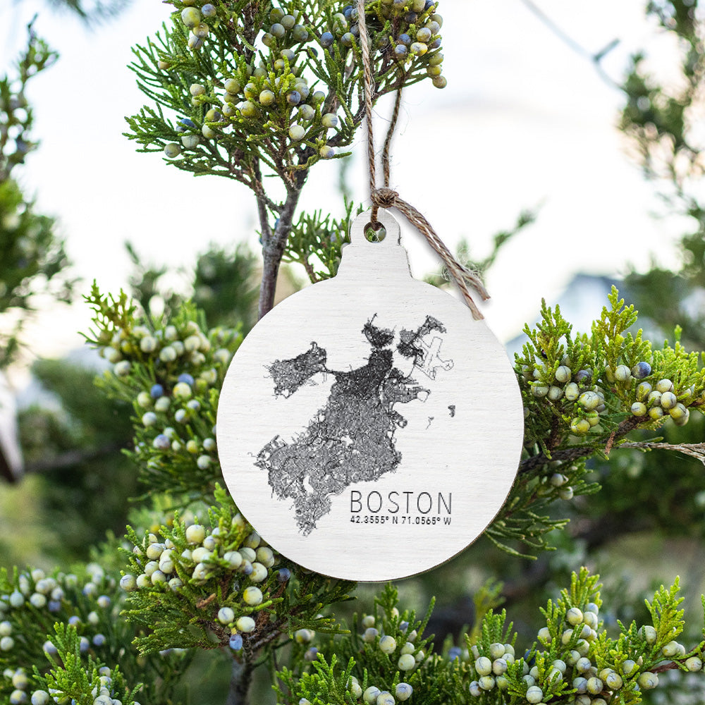 Boston City Map Scale Ornament