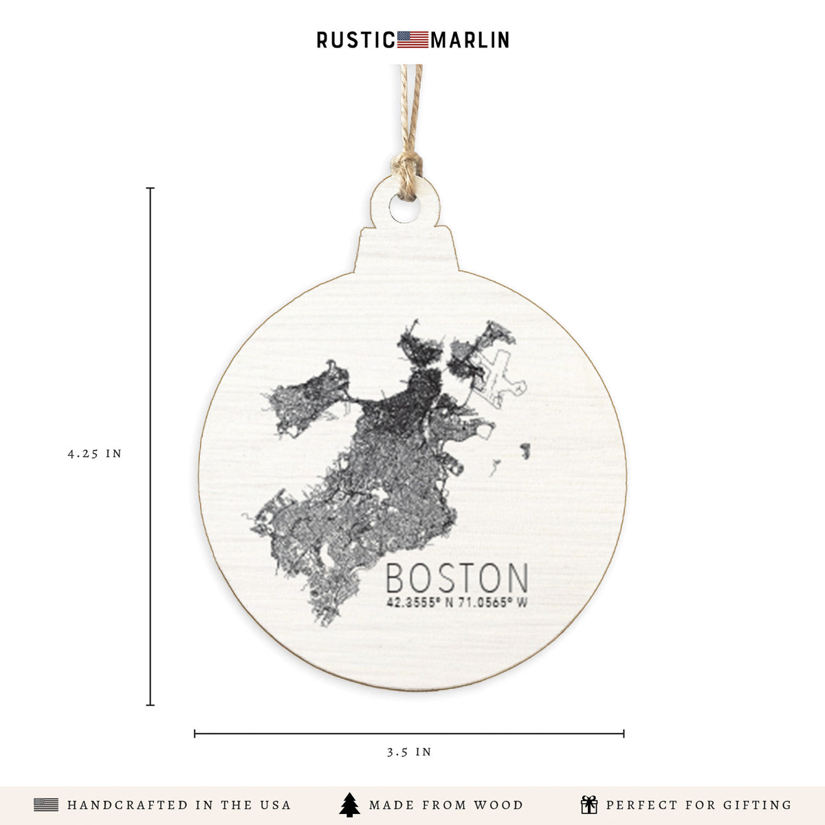 Boston Map Scale Ornament