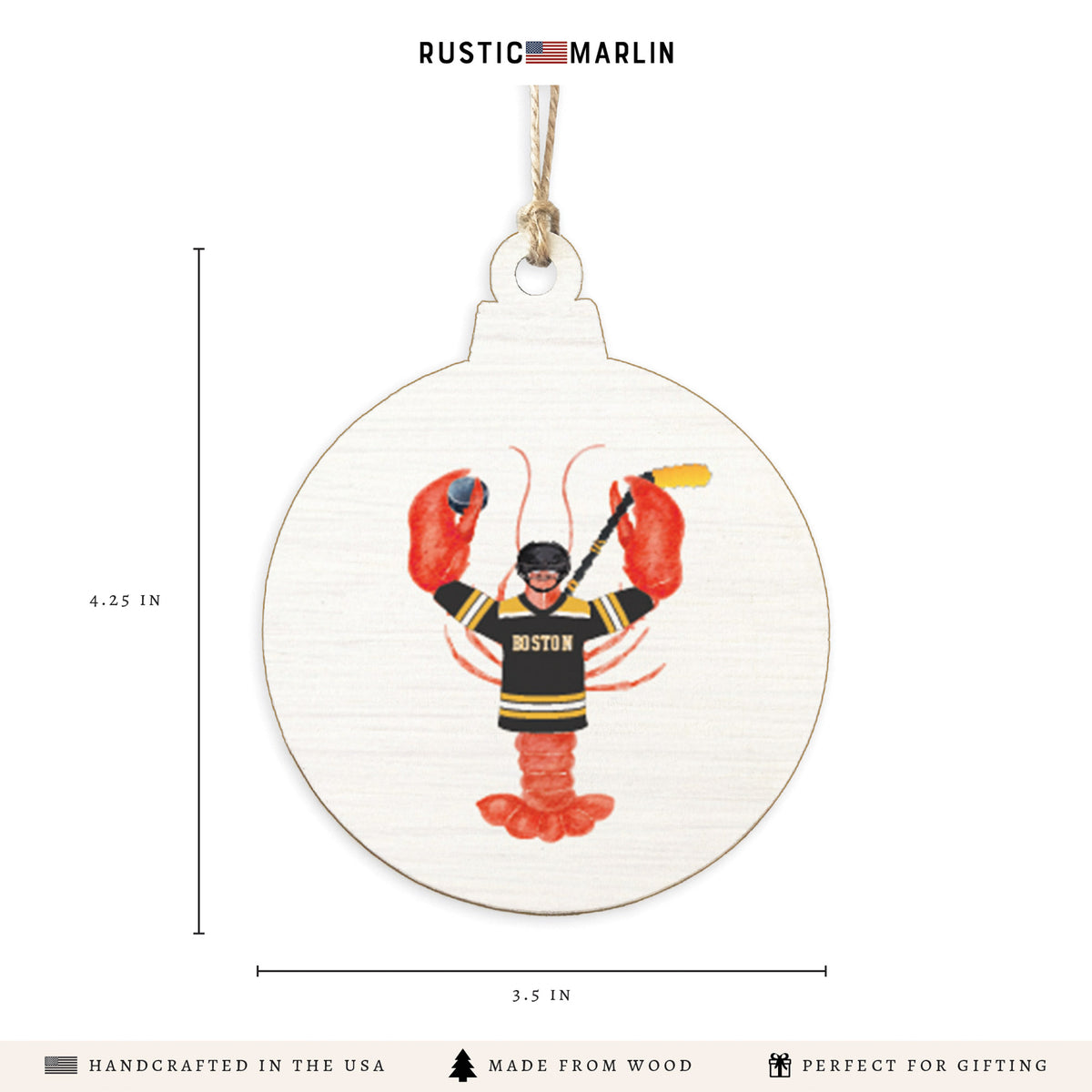 Boston Hockey Lobster Ornament