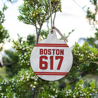 Boston 617 Red White Ornament